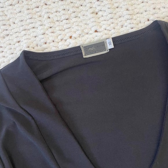 Sympli Women's Black Soft Pocket Tunic 3/4 Sleeve - Size 10 - Picture 3 of 5